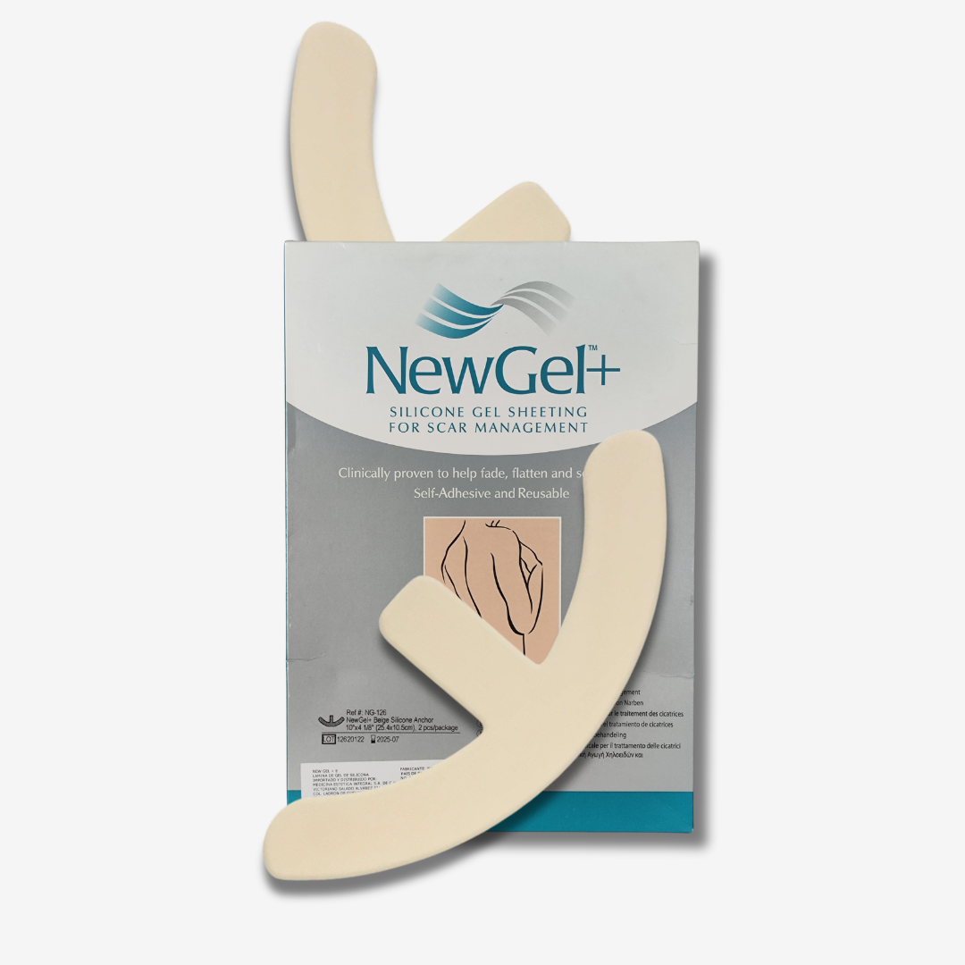 Parche en forma de Ancla para Cicatrices por Mamoplastía Newgel | Beige y Transparente | 2 piezas